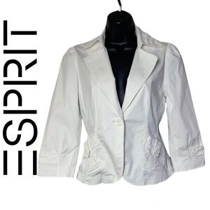 ESPRIT White Cotton Blend Women’s Blazer/Jacket Size US 2